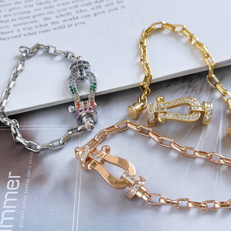 [Vellora-Opalyn]FORCE LARGE HORSESHOE CLASP  METAL BRACELET