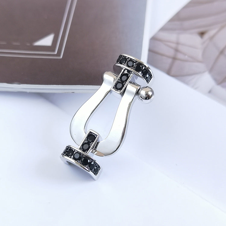 [Vellora-Opalyn]FORCE LARGE HORSESHOE BLACK DIAMOND BRACELET SILVER