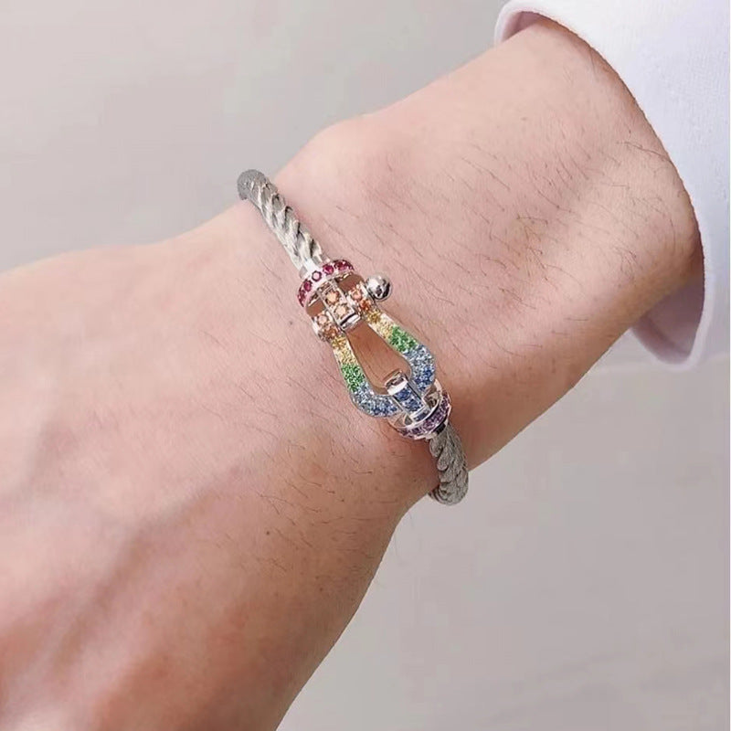 [Vellora-Opalyn]FORCE LARGE HORSESHOE  COLORED DIAMOND BRACELET ROSE GOLD