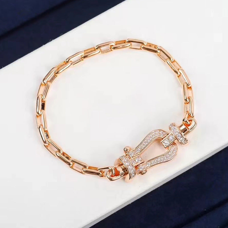 [Vellora-Opalyn]FORCE LARGE HORSESHOE CLASP  METAL BRACELET
