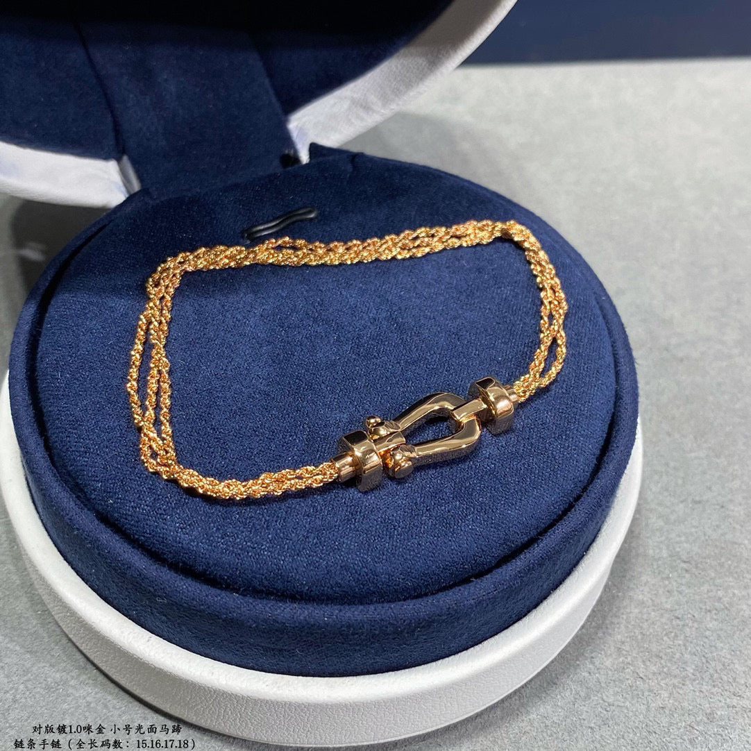 [Vellora-Opalyn]FORCE SMALL HORSESHOE  DIAMOND CHAIN ROPE BRACELET