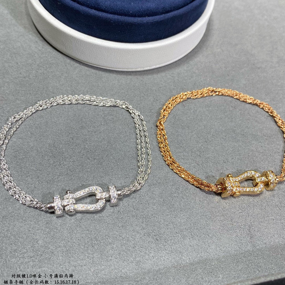 [Vellora-Opalyn]FORCE SMALL HORSESHOE  DIAMOND CHAIN ROPE BRACELET