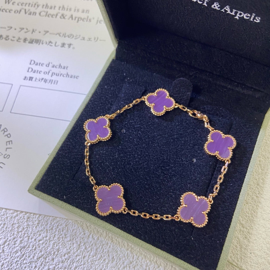 [Vellora-Opalyn]CLOVER  5 MOTIFS  PURPLE VIOLET BRACELET