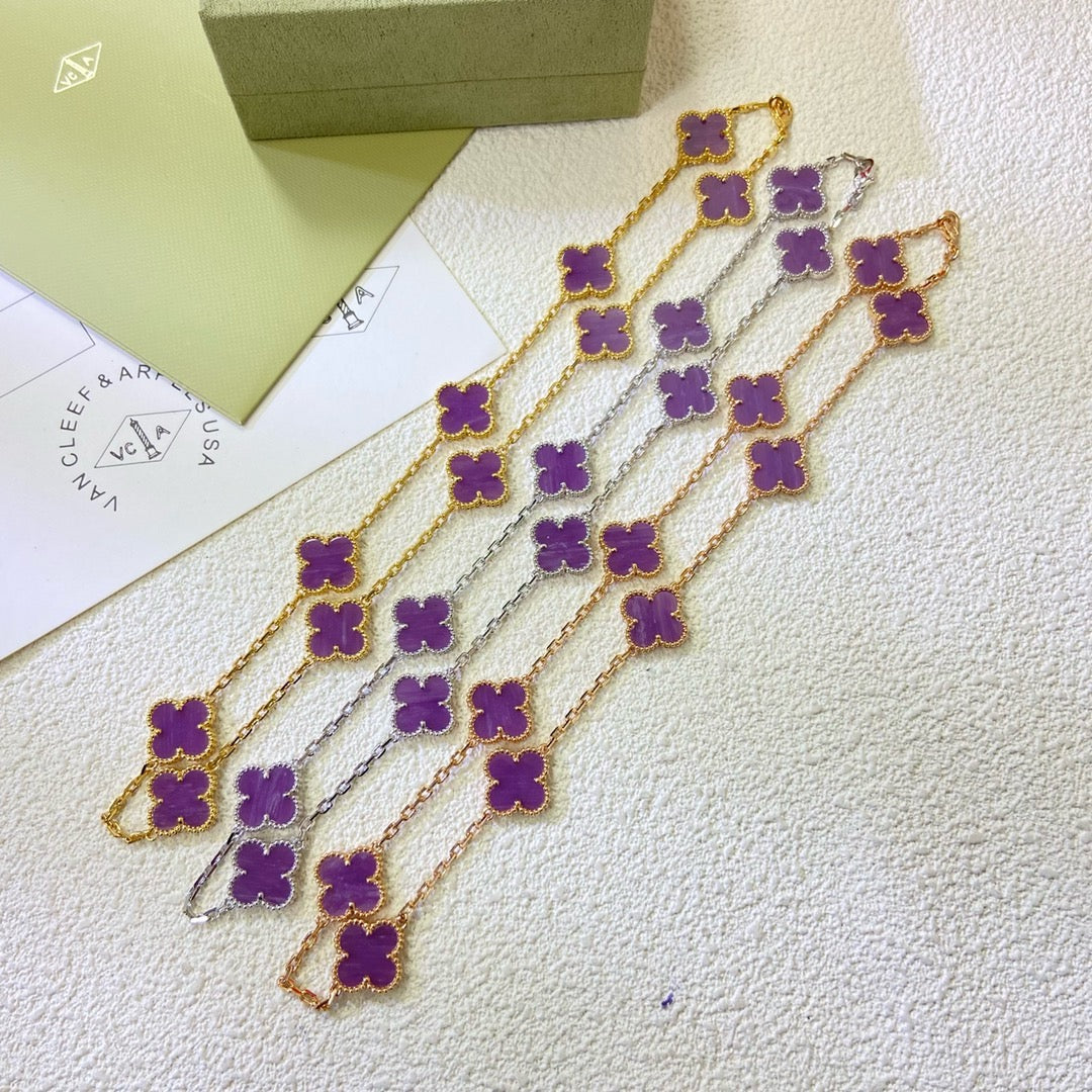 [Vellora-Opalyn]CLOVER 10 MOTIFS  PURPLE VIOLET  NECKLACE