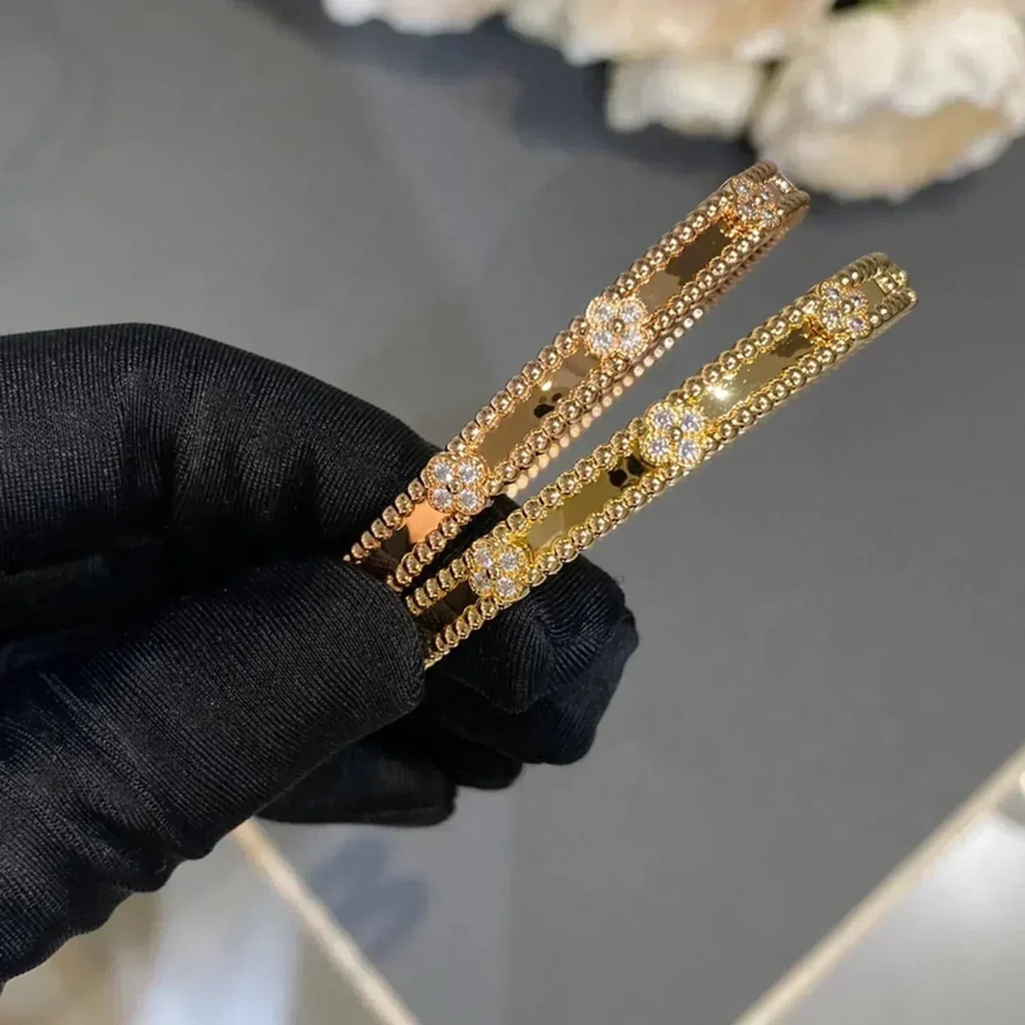[Vellora-Opalyn]CLOVER BRACELET 4MM DIAMONDS