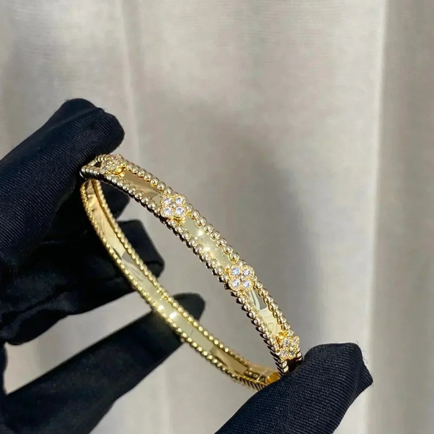 [Vellora-Opalyn]CLOVER BRACELET 4MM DIAMONDS