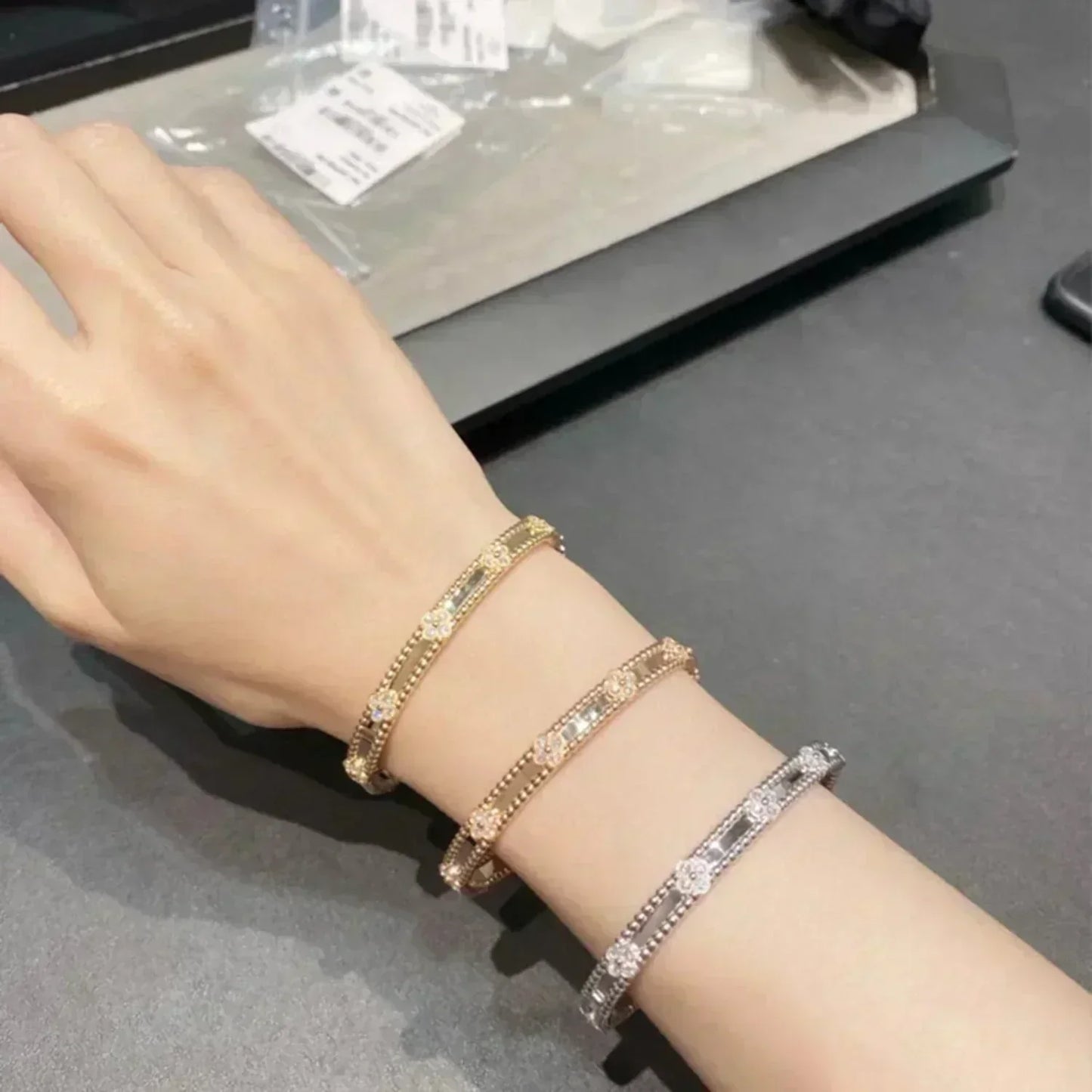 [Vellora-Opalyn]CLOVER BRACELET 4MM DIAMONDS