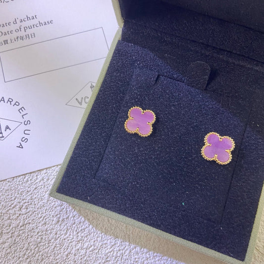 [Vellora-Opalyn]CLOVER MINI 9.5MM  PURPLE VIOLET EARRINGS