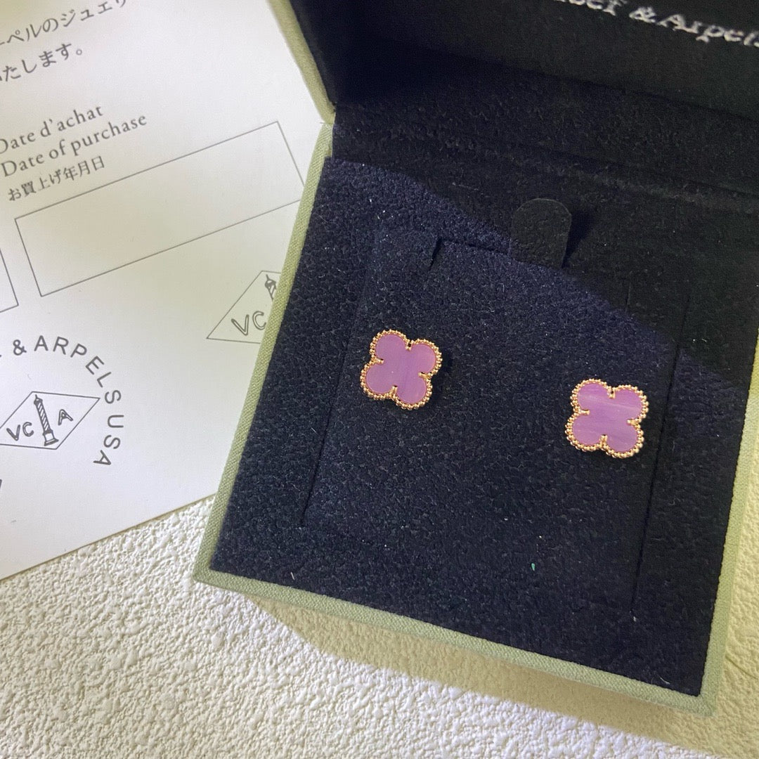 [Vellora-Opalyn]CLOVER MINI 9.5MM  PURPLE VIOLET EARRINGS