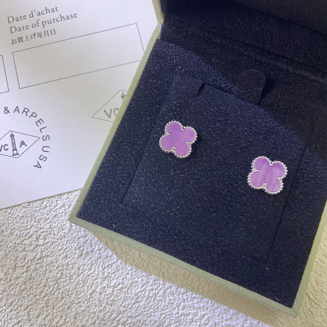 [Vellora-Opalyn]CLOVER MINI 9.5MM  PURPLE VIOLET EARRINGS