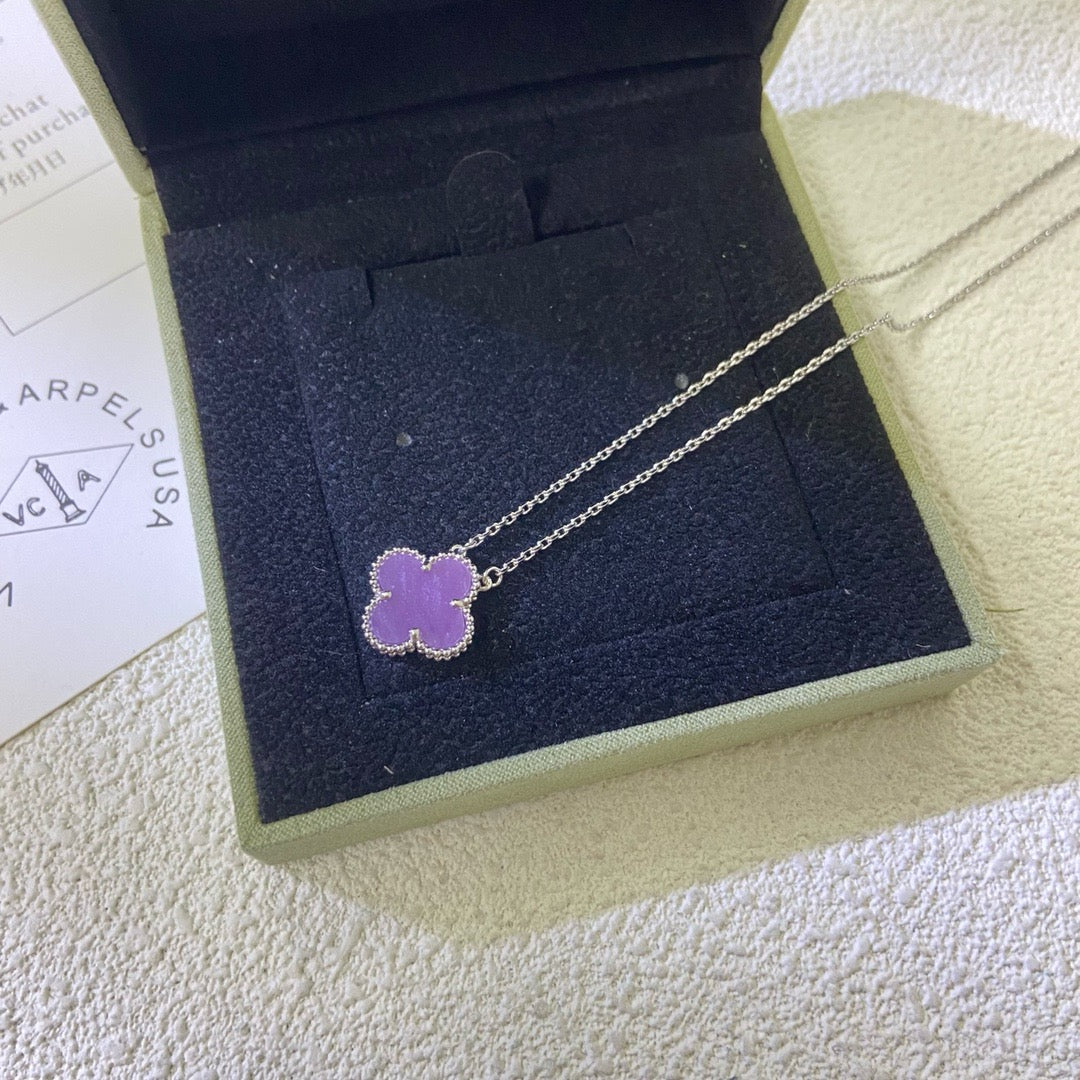 [Vellora-Opalyn]CLOVER 15MM  PURPLE VIOLET NECKLACE