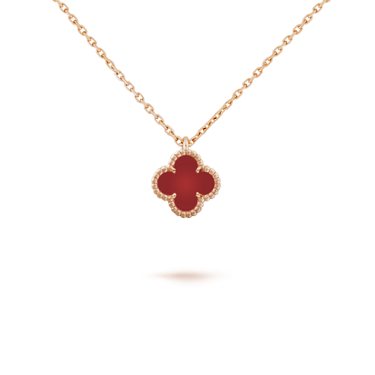 [Vellora-Opalyn]CLOVER MINI 9.5MM WHITE CARNELIANS NECKLACE