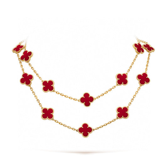 [Vellora Opalyn] CLOVER 20 MOTIFS CARNELIAN NECKLACE