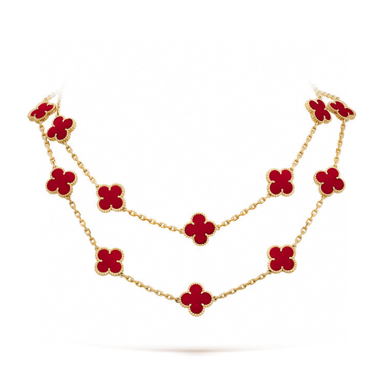 [Vellora-Opalyn]CLOVER 20 MOTIFS CARNELIAN NECKLACE