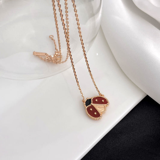 [Vellora-Opalyn]LUCKY  CARNELIANS LADYBUG NECKLACE