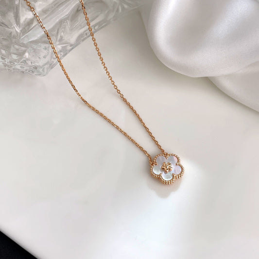 [Vellora-Opalyn]LUCKY  WHITE MOP  PLUM BLOSSOM NECKLACE