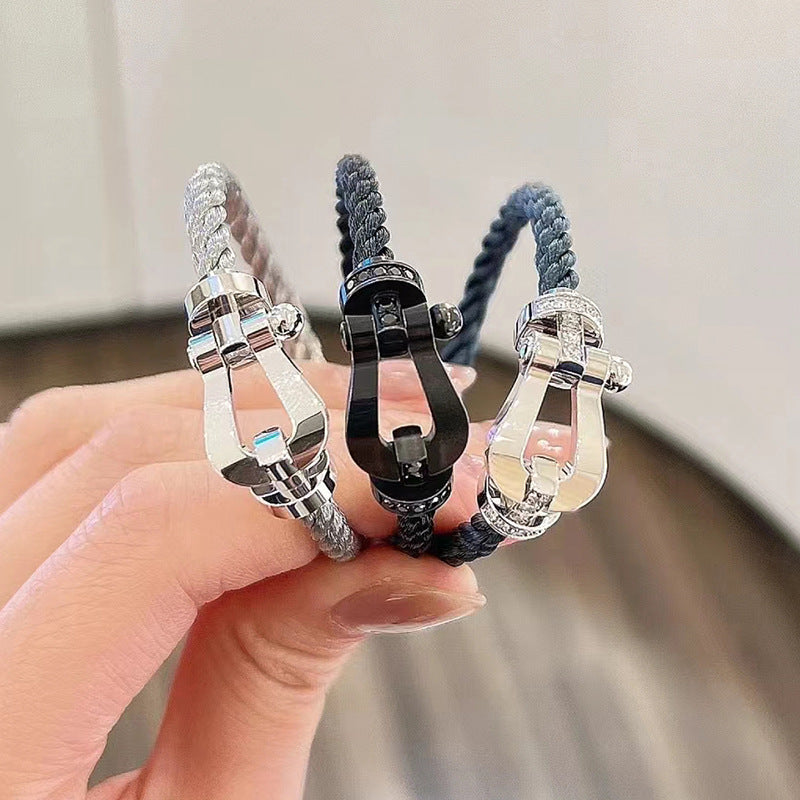 [Vellora-Opalyn]FORCE LARGE HORSESHOE FULL DIAMOND BRACELET SILVER