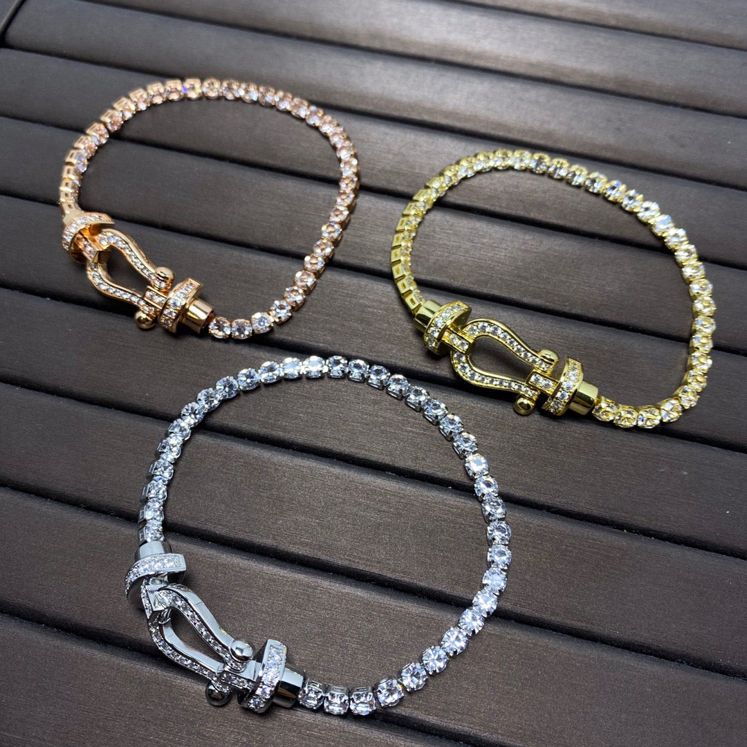 [Vellora-Opalyn]FORCE  LARGE HORSESHOE FULL DIAMOND TENNIS BRACELET