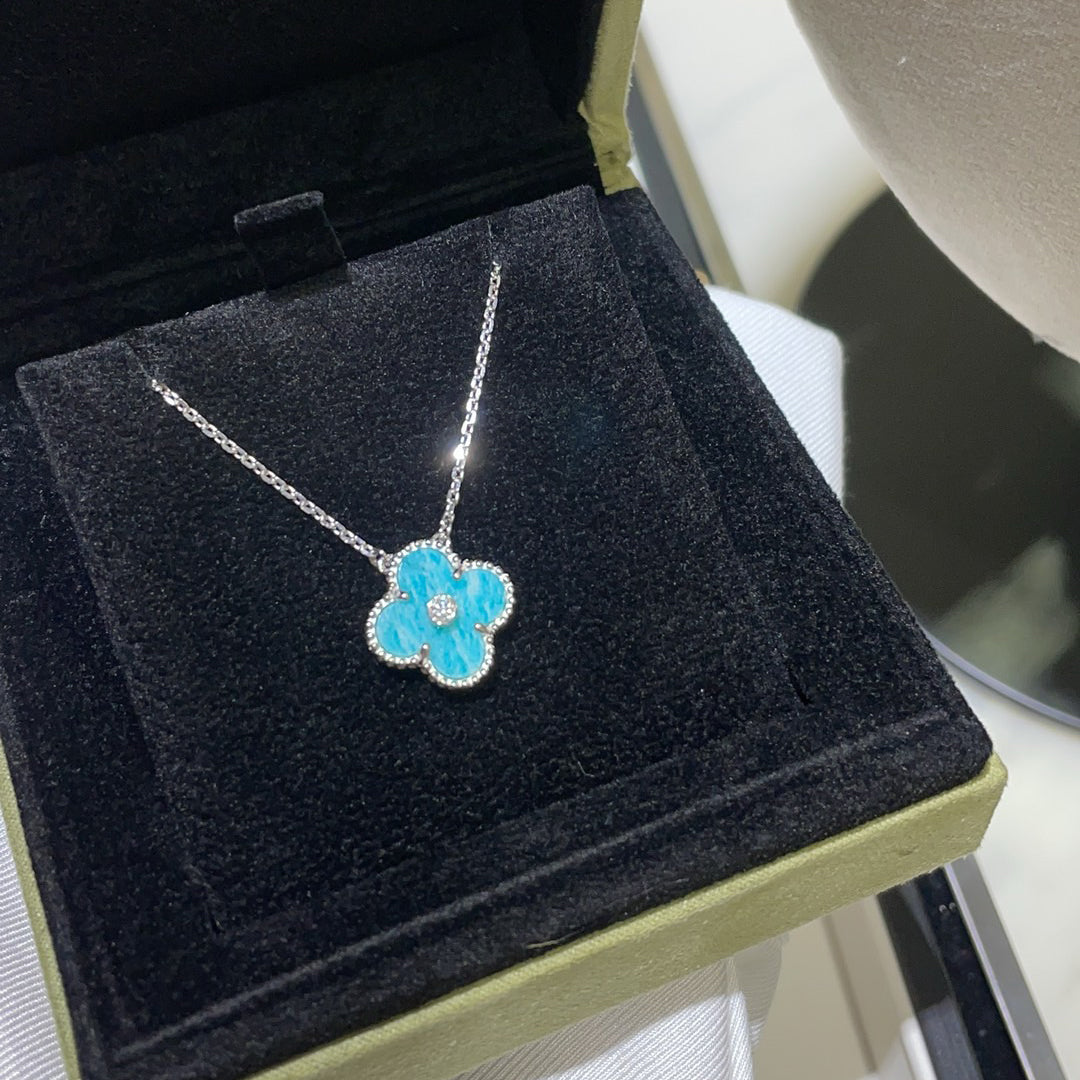 [Vellora-Opalyn]CLOVER 15MM DIAMOND SVRES PORCELAIN  NECKLACE SILVER