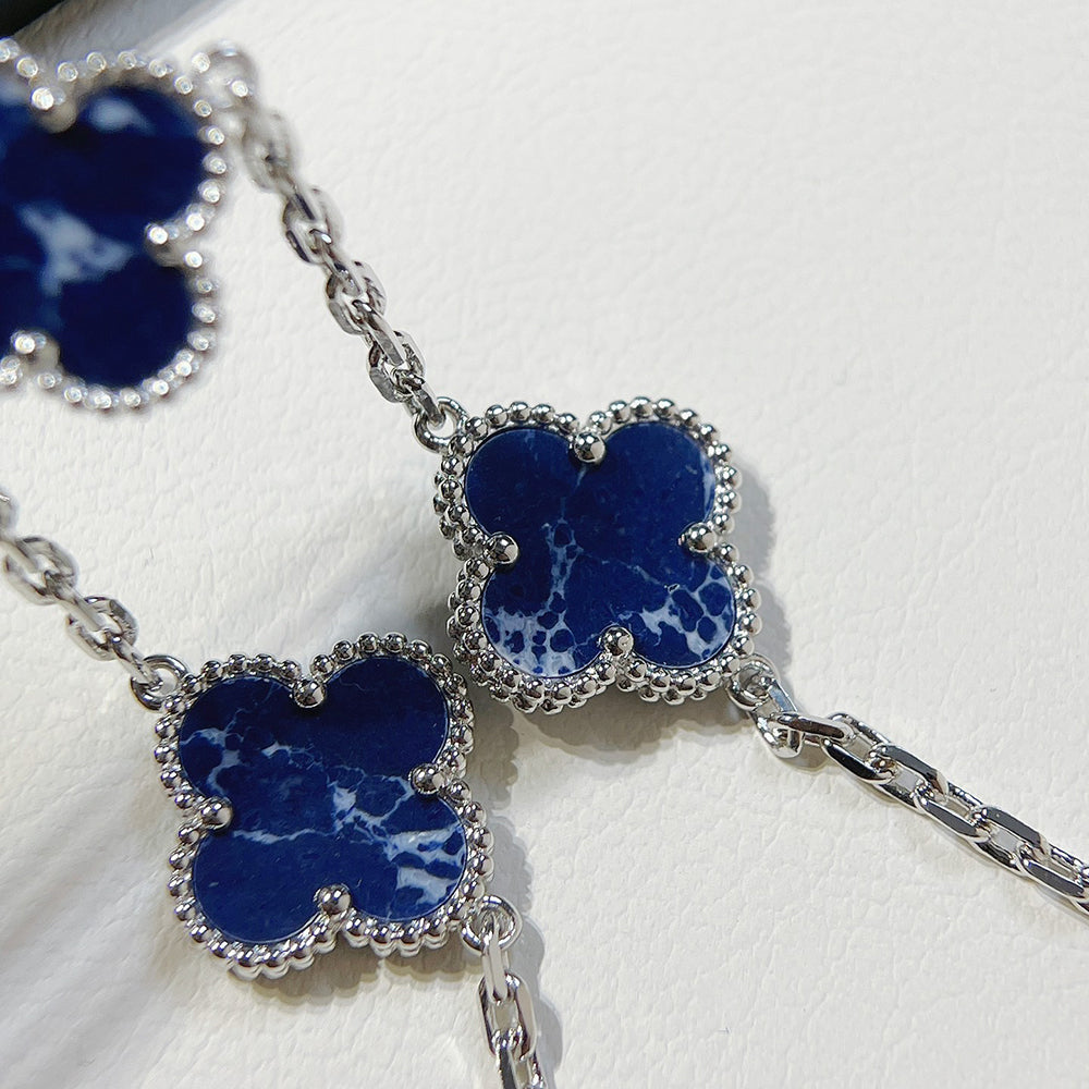 [Vellora-Opalyn]CLOVER 5 MOTIF PIETERSITE SILVER BRACELET