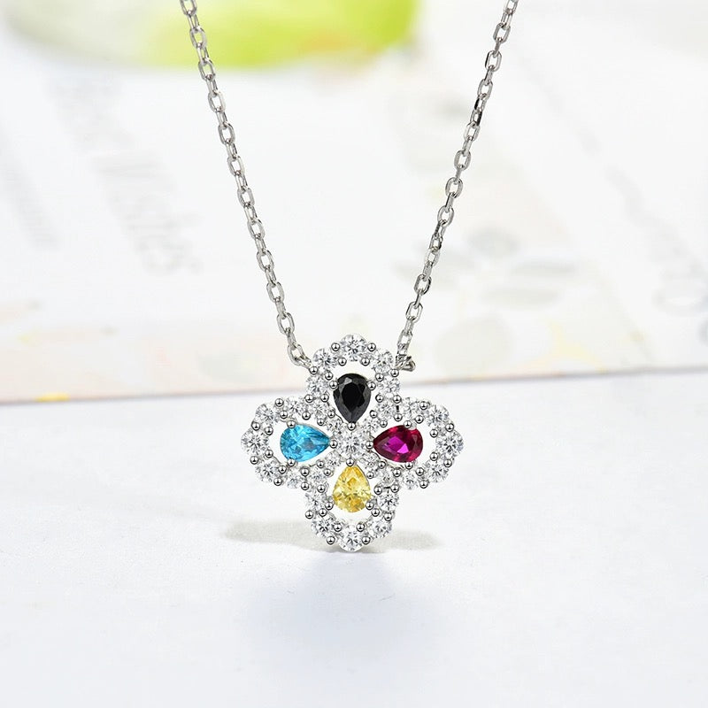 [Vellora-Opalyn]LOOP NECKLACE FULL MOTIF DIAMOND 16MM MULTIPLE COLORS