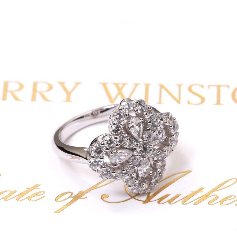 [Vellora-Opalyn]LOOP RING FULL MOTIF DIAMOND 16MM SILVE