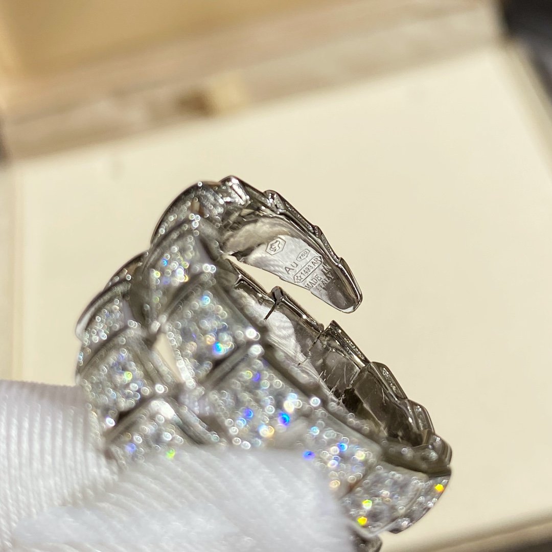 [Vellora-Opalyn]SERPENTI DOUBLE RING SILVER DIAMOND PAVED