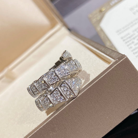[Vellora-Opalyn]SERPENTI DOUBLE RING SILVER DIAMOND PAVED
