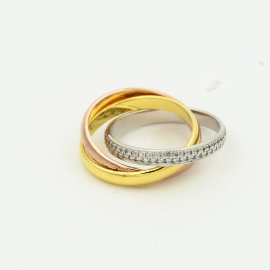 [Vellora-Opalyn]TRINITY RING GOLD PINK GOLD SILVER DIAMONDS