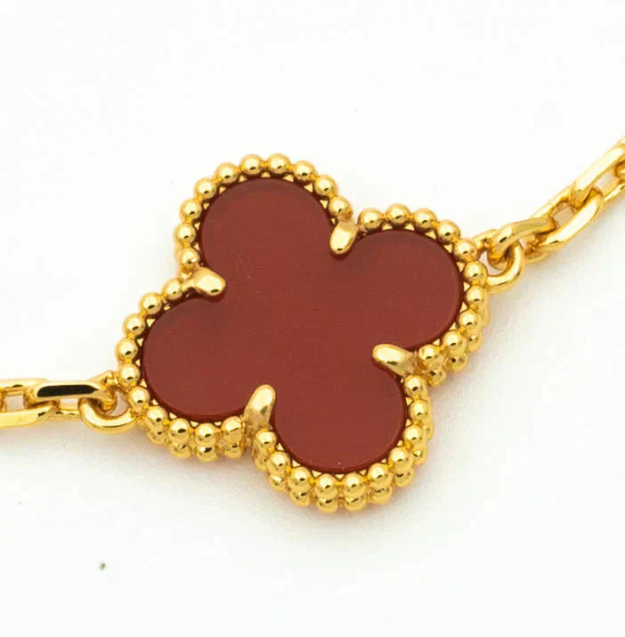 [Vellora-Opalyn]CLOVER  5 MOTIFS CARNELIAN GOLD BRACELET