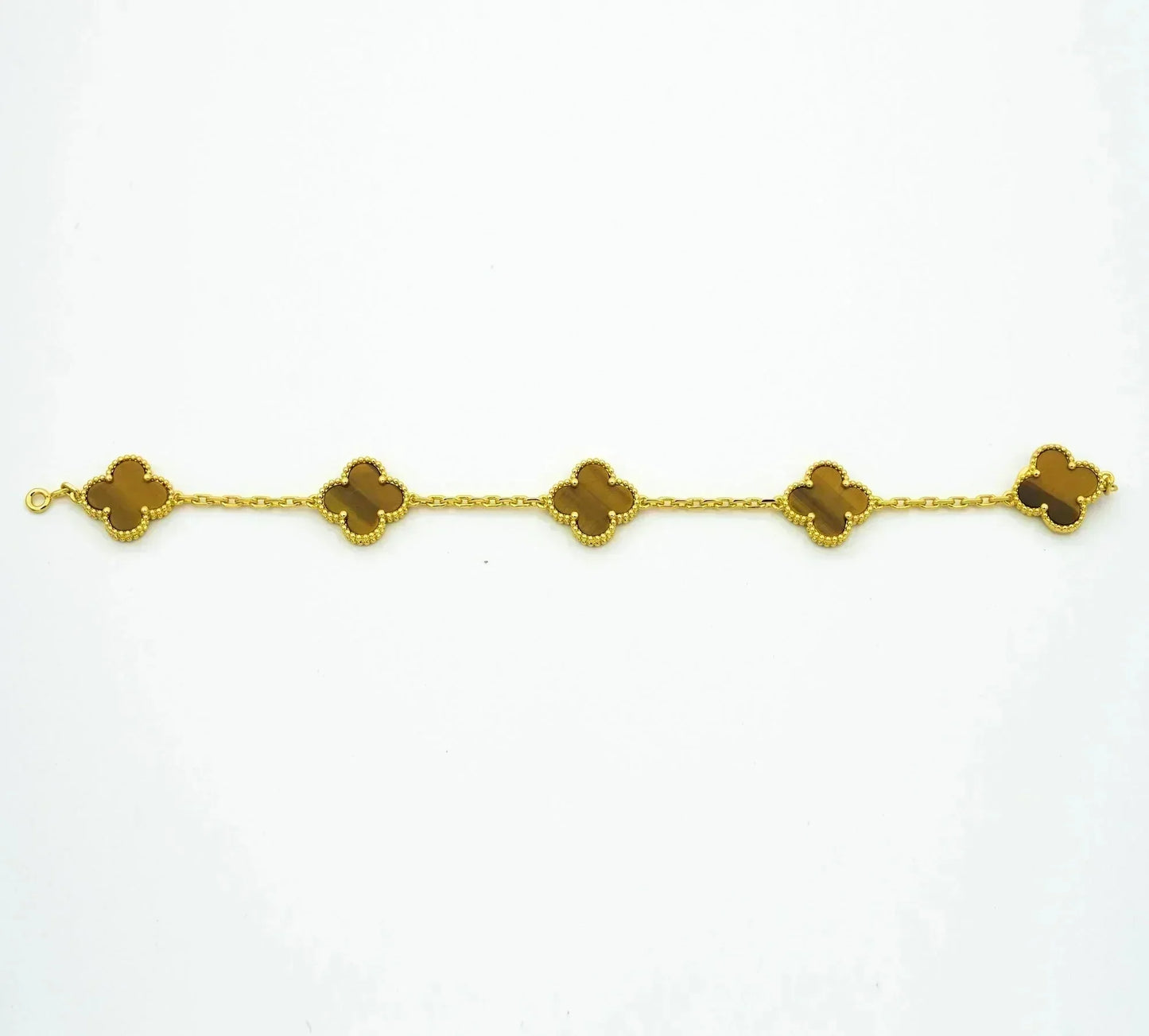 [Vellora-Opalyn]CLOVER  5 MOTIFS TIGER EYE BRACELET