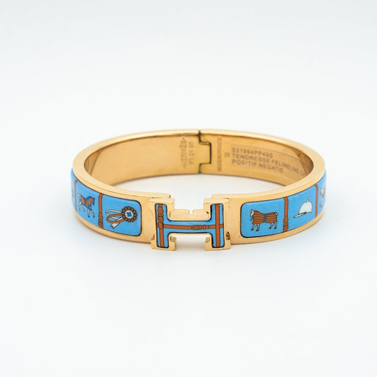 [Vellora-Opalyn]H PINK GOLD BRACELET BLUE CERAMIC