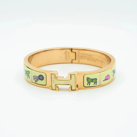 [Vellora-Opalyn]H PINK GOLD BRACELET CREAM CERAMIC