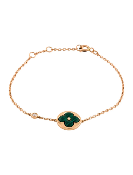 [Vellora-Opalyn]SUN MALACHITE 1 DIAMOND PINK GOLD BRACELET