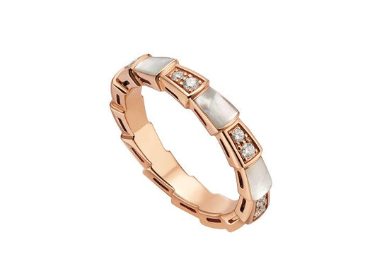 [Vellora-Opalyn]SERPENTI RING PINK GOLD DIAMOND MOP 3MM