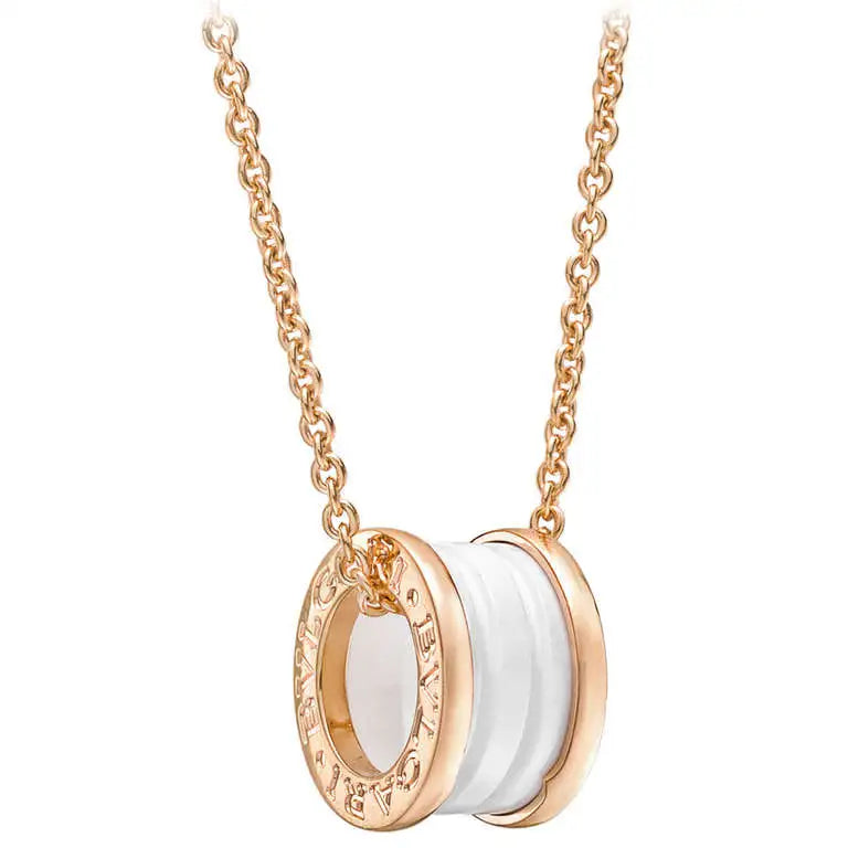 [Vellora-Opalyn]ZERO 1 WHITE CERAMIC PINK GOLD DIAMOND NECKLACE