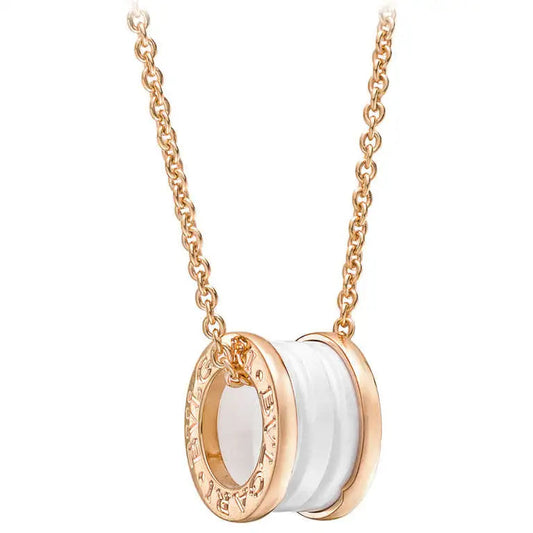 [Vellora-Opalyn]ZERO 1 WHITE CERAMIC PINK GOLD DIAMOND NECKLACE