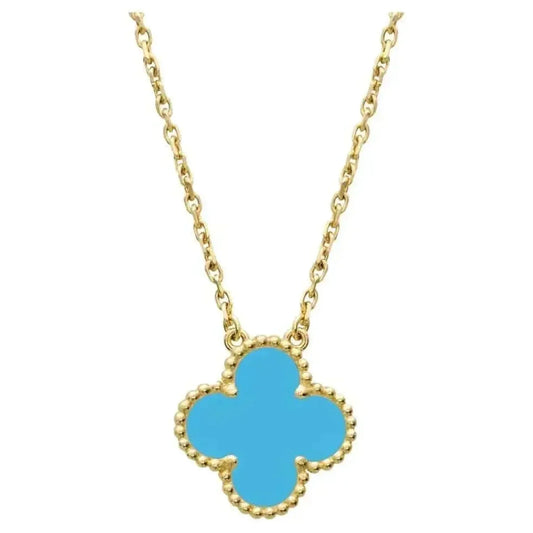 [Vellora-Opalyn]CLOVER 15MM VINTAGE TURQUOISE NECKLACE