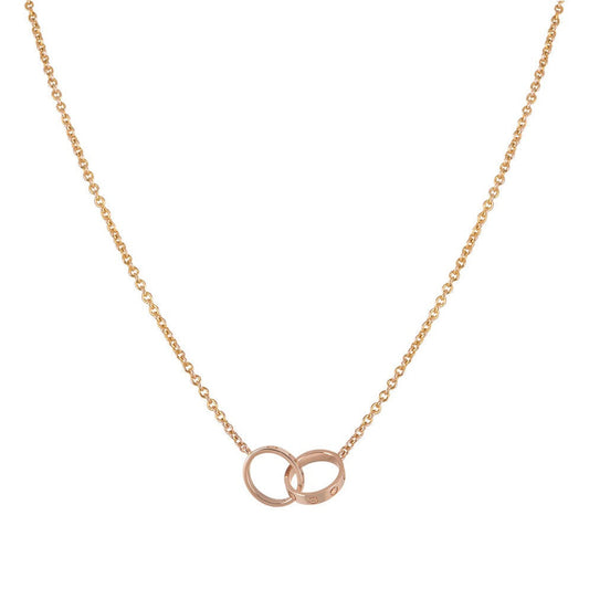 [Vellora-Opalyn]LOVE NECKLACE DOUBLE RING PINK GOLD