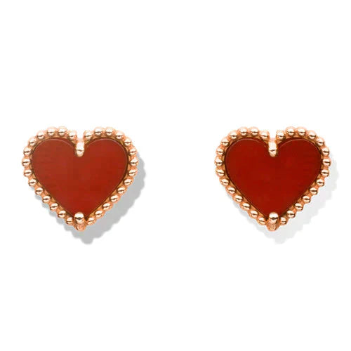 [Vellora-Opalyn]HEART CARNELIAN STUD EARRINGS