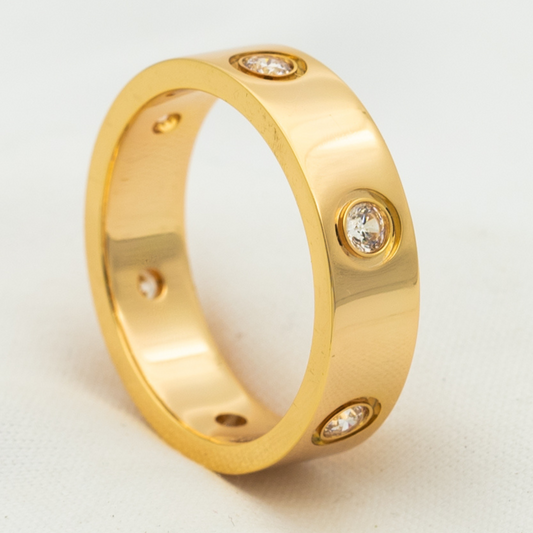 [Vellora-Opalyn]LOVE RING 5.5MM 6 DIAMONDS PINK GOLD