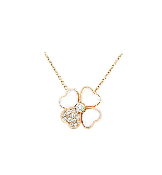 [Vellora-Opalyn]CLOVER MOP DIAMOND ROSE GOLD NECKLACE