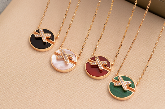 [Vellora-Opalyn]JEUX DE PINK GOLD DIAMOND NECKLACE