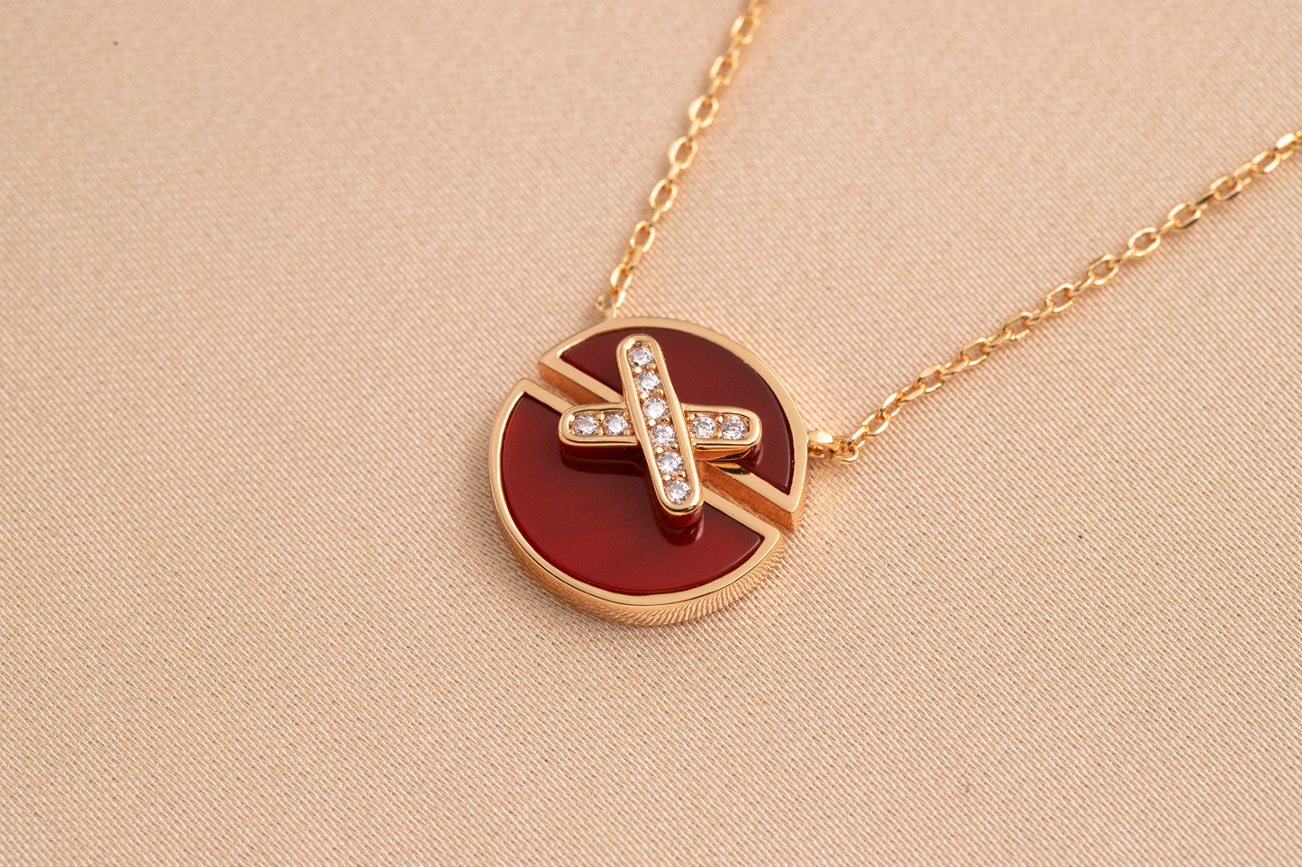 [Vellora-Opalyn]JEUX DE PINK GOLD DIAMOND NECKLACE