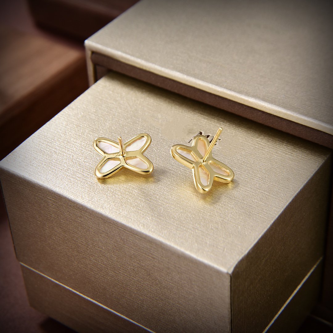 [Vellora-Opalyn]JEUX DE WHITE MOP GOLD DIAMOND EARRINGS