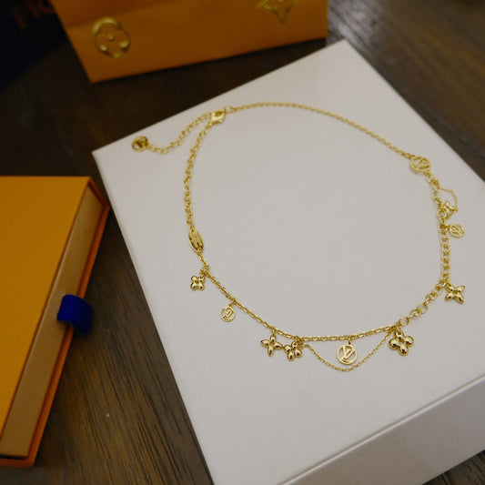 [Vellora-Opalyn]BLOOMING SUPPLE NECKLACE BRASS