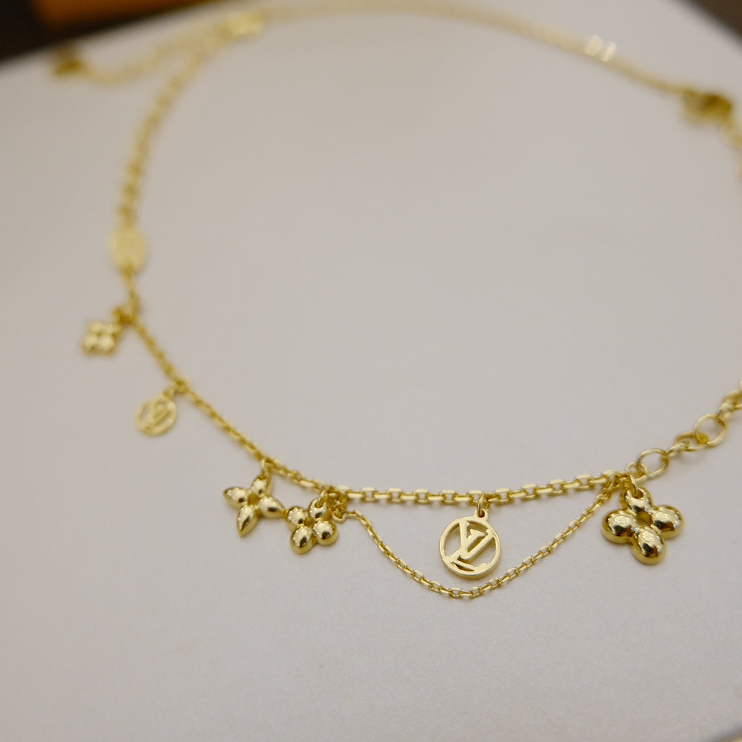 [Vellora-Opalyn]BLOOMING SUPPLE NECKLACE BRASS