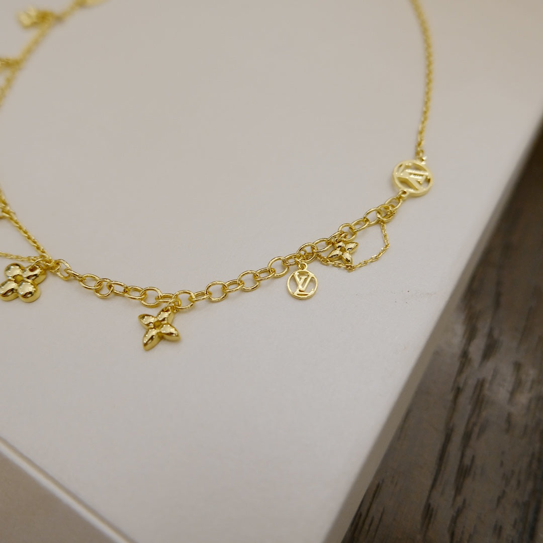 [Vellora-Opalyn]BLOOMING SUPPLE NECKLACE BRASS