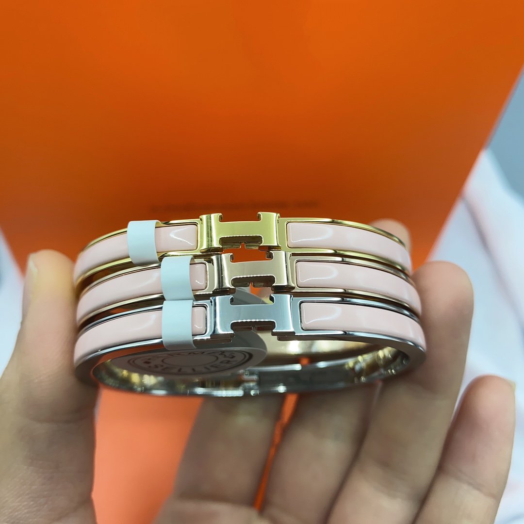 [Vellora-Opalyn]CLASSIC HM CLIC  PINK 8MM ENAMEL BRACELET