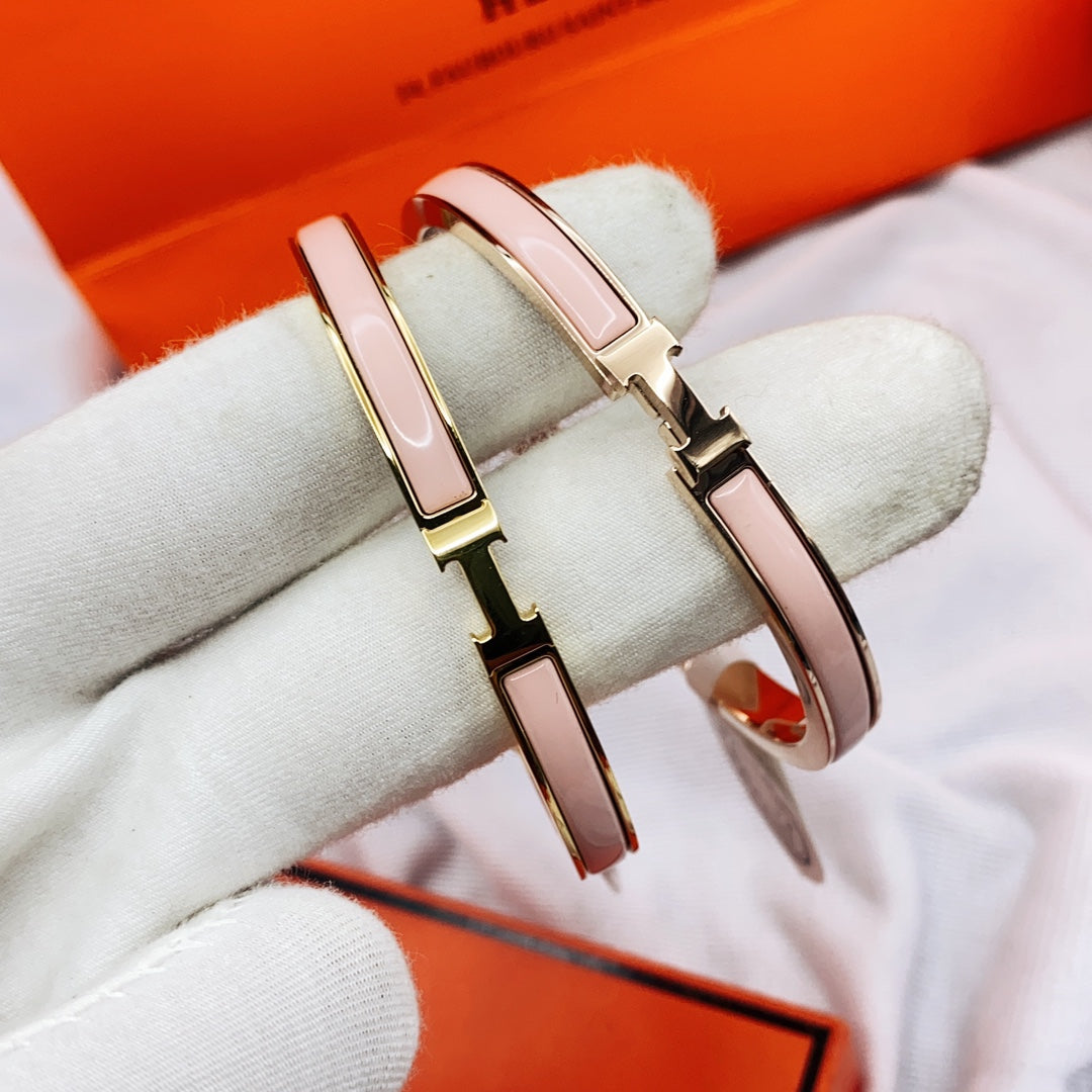 [Vellora-Opalyn]CLASSIC HM CLIC  PINK 8MM ENAMEL BRACELET